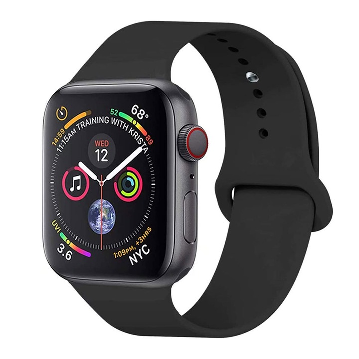 SIKS Series 7 okosóra, Android és IOS rendszerrel kompatibilis, hívásértesítések, üzenetek, 280 mAh-s akkumulátor, szilikon szíj, Bluetooth 5.2, fitnesz funkció, érintőképernyő, fekete