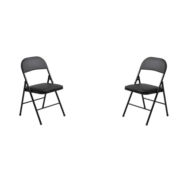 Комплект сгъваем стол Grunberg Z29/Set2, С метална рамка, Тапициран със синтетична кожа, 47x46x98 см