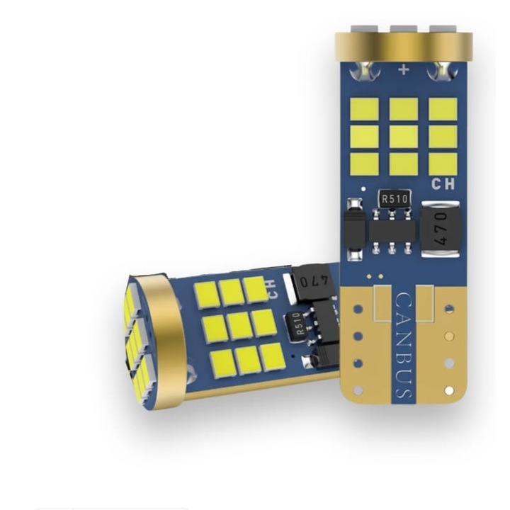 Set 2 Becuri Auto LED T10/W5W, AutoREY® Premium, Super CANBUS Fara Eroare, Putere 6W, Lumina Alba Rece 6000K, Potrivite Pentru Pozitie, Iluminare Interior Sau Lampi Numar, Instalare Rapida Plug & Play, Consum Redus, Vizibilitate Ridicata