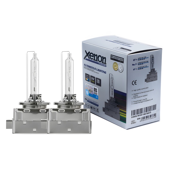 Комплект от 2 ксенонови крушки AutoREY D3S, Метална основа Quick StartT, Cool WHITE, 6000k, Биксенон, Дълги светлини, Къси светлини