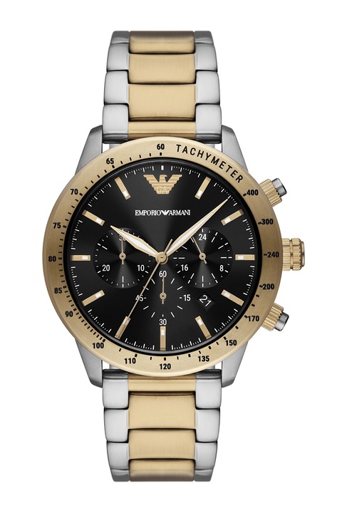 Emporio Armani, Часовник от неръждаема стомана с хронограф, Сребрист, Златист