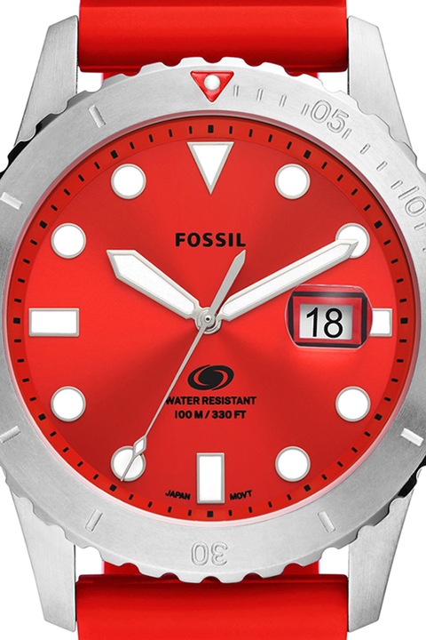 Fossil, Аналогов часовник със силиконова каишка, Бледочервен