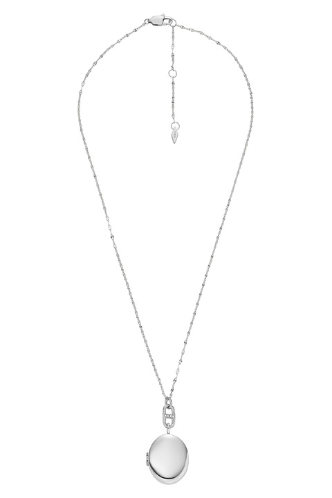 Fossil, Colier din otel inoxidabil cu pandantiv, Argintiu