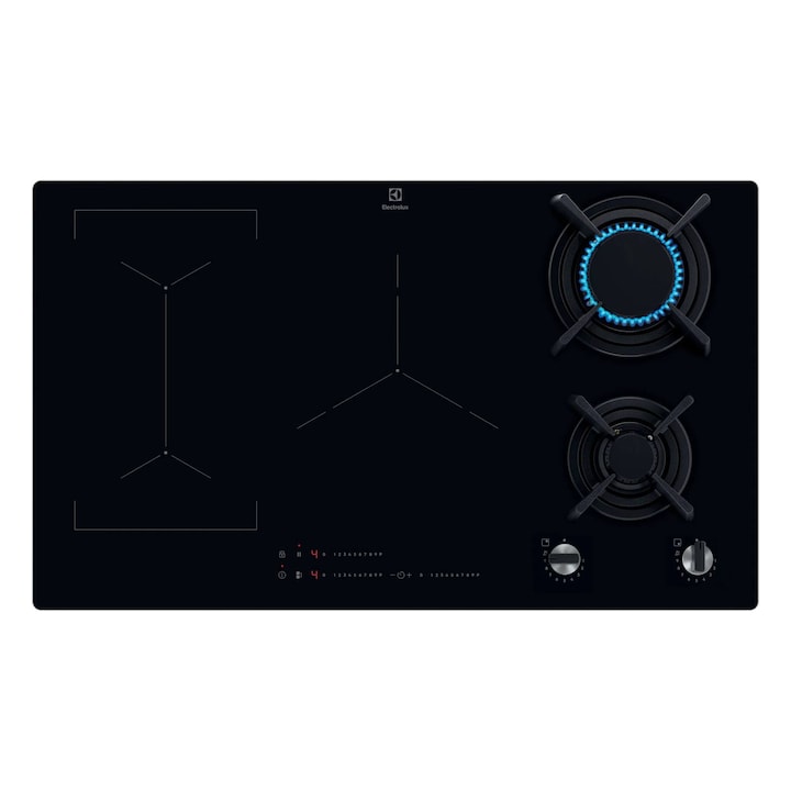 Plita incorporabila Bosch Seria 8 PRB3A6I40, Gaz, 2 arzatoare, Flame select, 30 cm, Sticla neagra