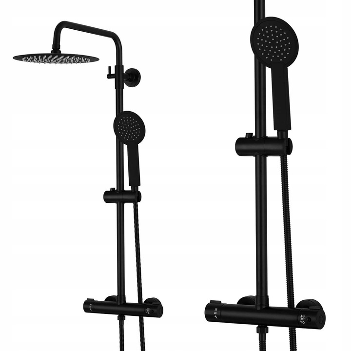 Coloana de dus, Inea, Metal, 25 cm, Negru