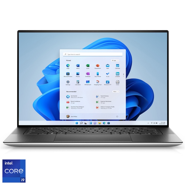Laptop Dell XPS 15 9530 cu procesor Intel® Core™ i9-13900H pana la 5.40 GHz, 15.6", 3.5K, 32GB, 1TB SSD, NVIDIA® GeForce RTX 4070 8GB GDDR6, Windows 11 Pro, Platinum Silver, 3y Basic Onsite Service warranty