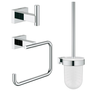 Set accesorii baie City 3 in 1 Grohe Essentials Cube, fixare perete ascunsa, sticla/metal, Crom Set accesorii baie City 3 in 1 Grohe Essentials Cube, fixare perete ascunsa, sticla/metal, Crom