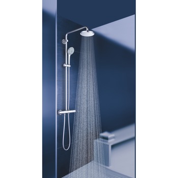 Sistem de dus cu termostat Grohe Euphoria System 180, montare aparenta, ajustabil, anti-calcar, para dus inclusa, Crom Sistem de dus cu termostat Grohe Euphoria System 180, montare aparenta, ajustabil, anti-calcar, para dus inclusa, Crom