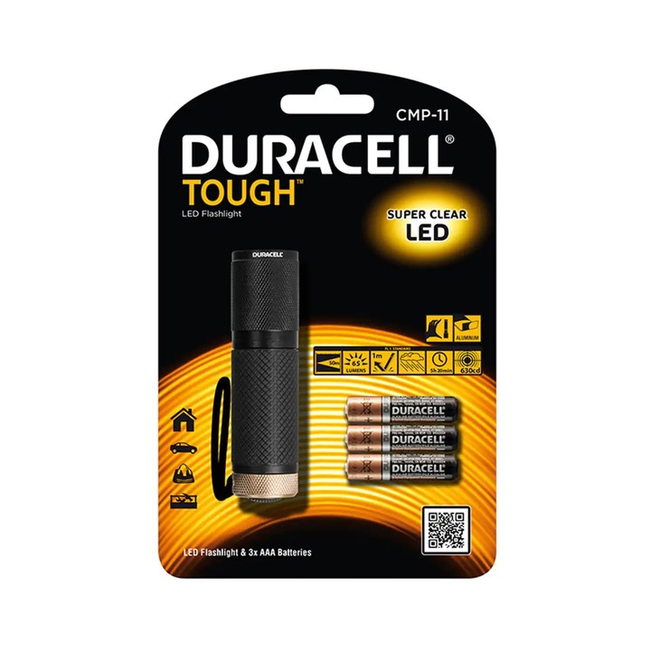 Super Clear LED фенер, Duracell Tough CMP-11 3xAAA