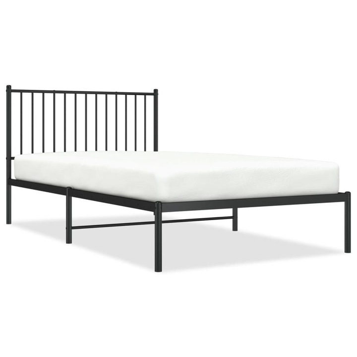 Cadru de pat din metal cu tablie vidaXL, negru, 107x203 cm 14.8 kg 350860
