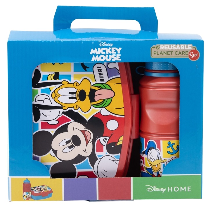 Set cutie sandwich si sticla pentru lichide, 400 ml, multicolor, Better Together, Mickey Mouse, Disney
