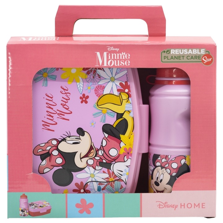 Set cutie sandwich si sticla pentru lichide, 400 ml, multicolor, Spring Look, Minnie Mouse, Disney