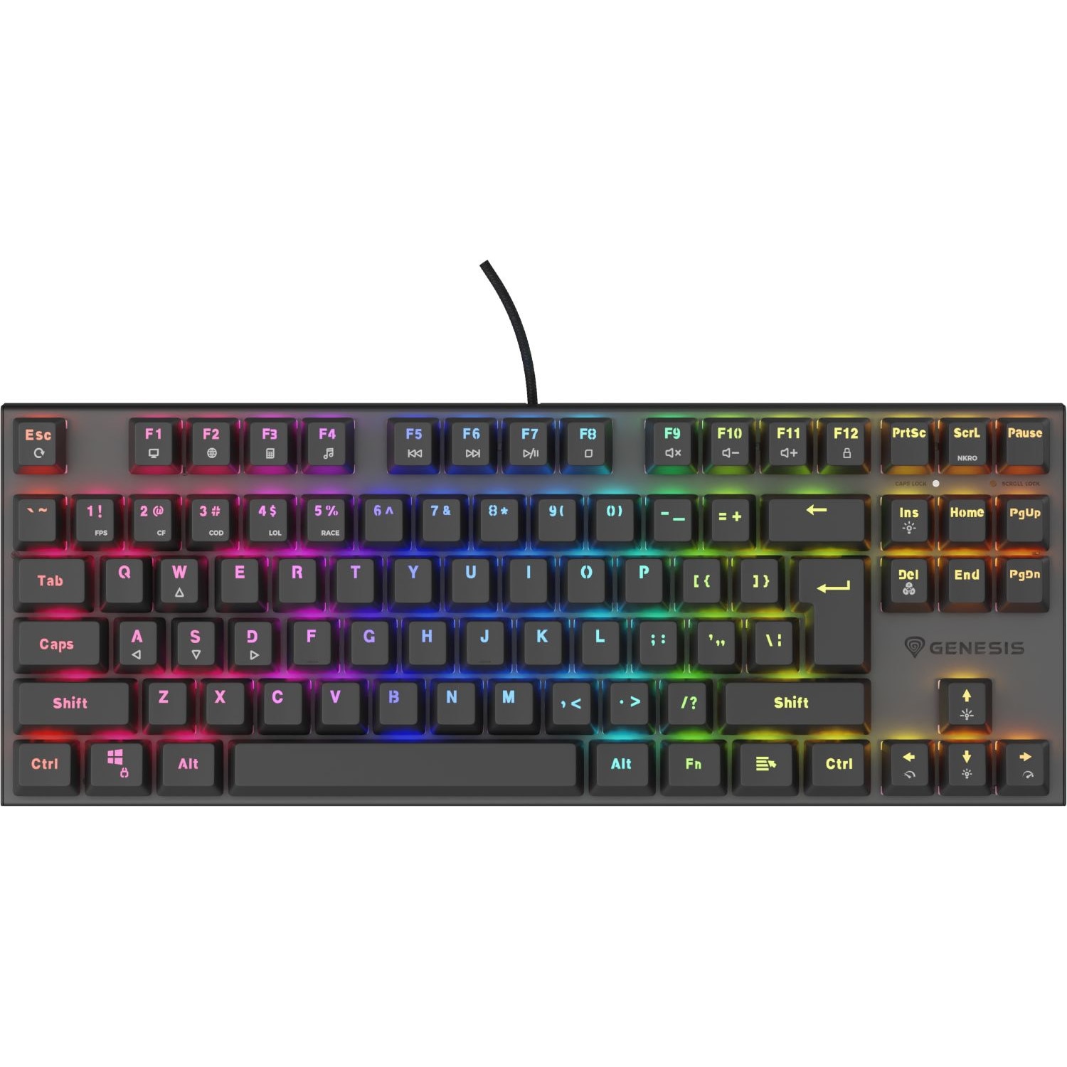 Геймърска клавиатура Genesis Thor 303 TKL Silent Switch, Черен, USB ...