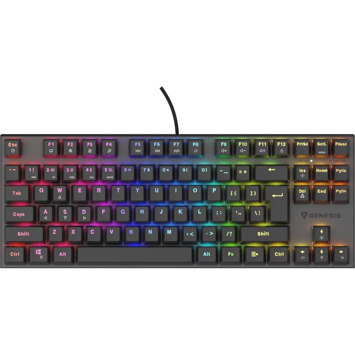 Геймърска клавиатура Genesis Thor 303 TKL Silent Switch, Черен, USB