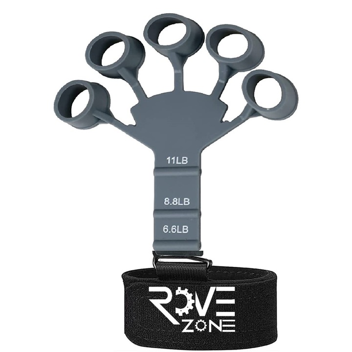 Flexor cu Benzi Elastice, pentru Dezvoltarea Fortei Antebratului si a Flexibilitatii Degetelor, Gri