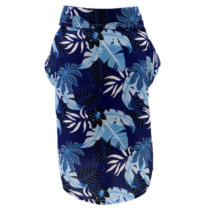 Camasa hawaiana de vara, pentru caini, inchidere velcro, MDL101-C, bleumarin, XL
