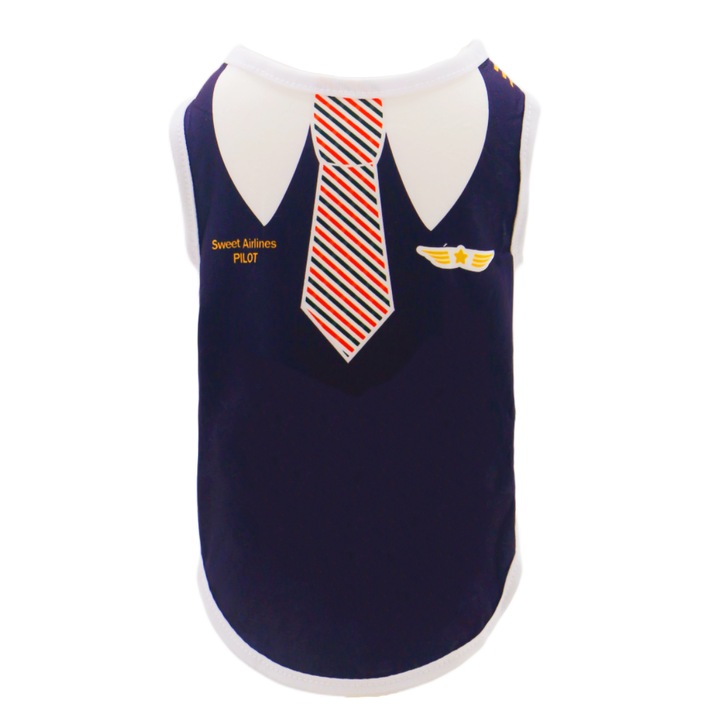 Maiou pentru caini, tip costumas pilot de avion, MDL105-A, bleumarin, XL