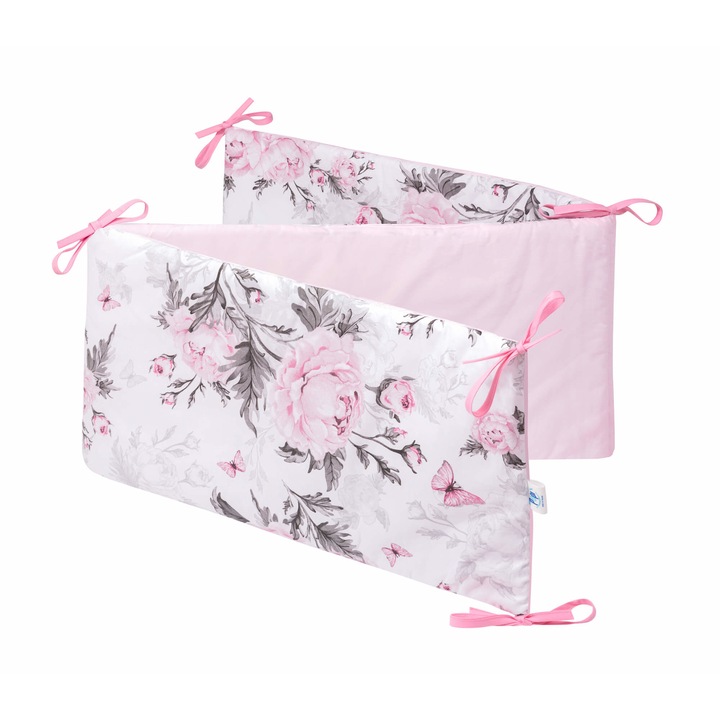 Pozitionator pentru patut, Bumbac, Alb/Roz