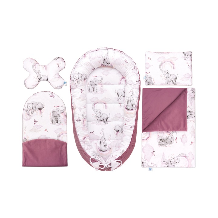 Set patut/lenjerie, Bumbac, Alb/Roz