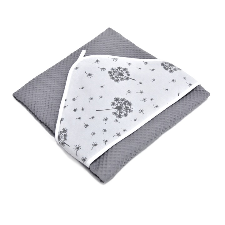 Prosop de baie cu gluga, Pepi, Bumbac, 100x100 cm, Gri