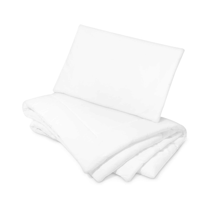 Set pilota si perna pentru patut, Bumbac, 120x90 cm/60x40 cm, Alb