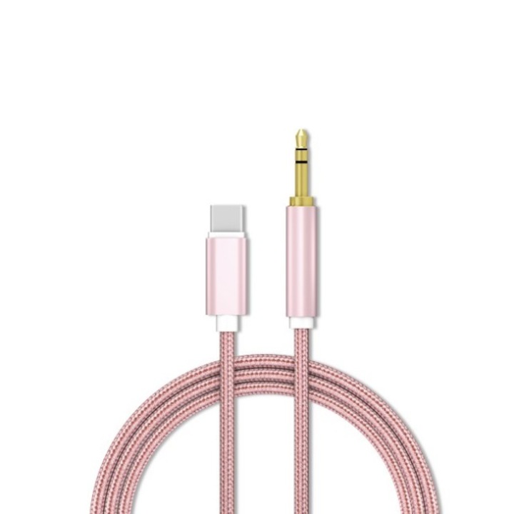 Cablu audio Type-C la Jack 3.5 mm, 1 metru, Roz - Conectivitate audio de inalta calitate