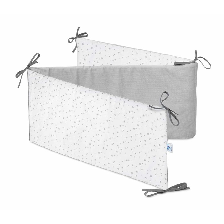 Bariera protectie pentru patut, Safari, Bumbac, Gri