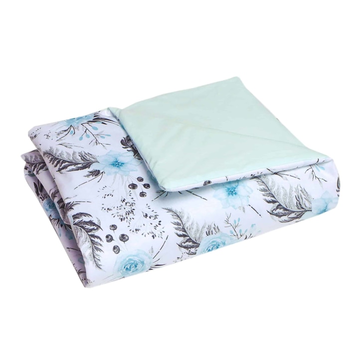 Одеяло, памук, градински пълнеж, 75x100, цвят мента