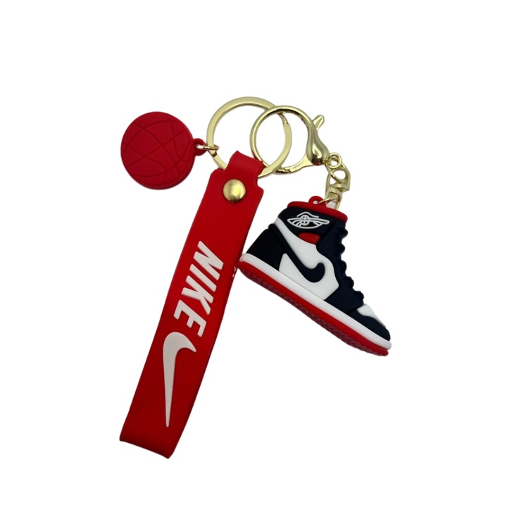 Kulcstartó környezetbarát szilikon tartozékokkal, táskához vagy kulcsokhoz, AJ 1, fehér/fekete