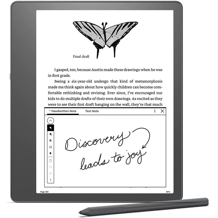 eBook четец Amazon Kindle Scribe 2022, 16 GB, Premium Pen, Дисплей 10,2" 300 ppi, Wi-Fi, USB C, Сив
