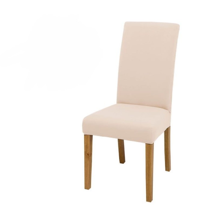 Set 6 huse pentru scaune, Jojo Home, Uni, Catifea Elastica, Alb Unt