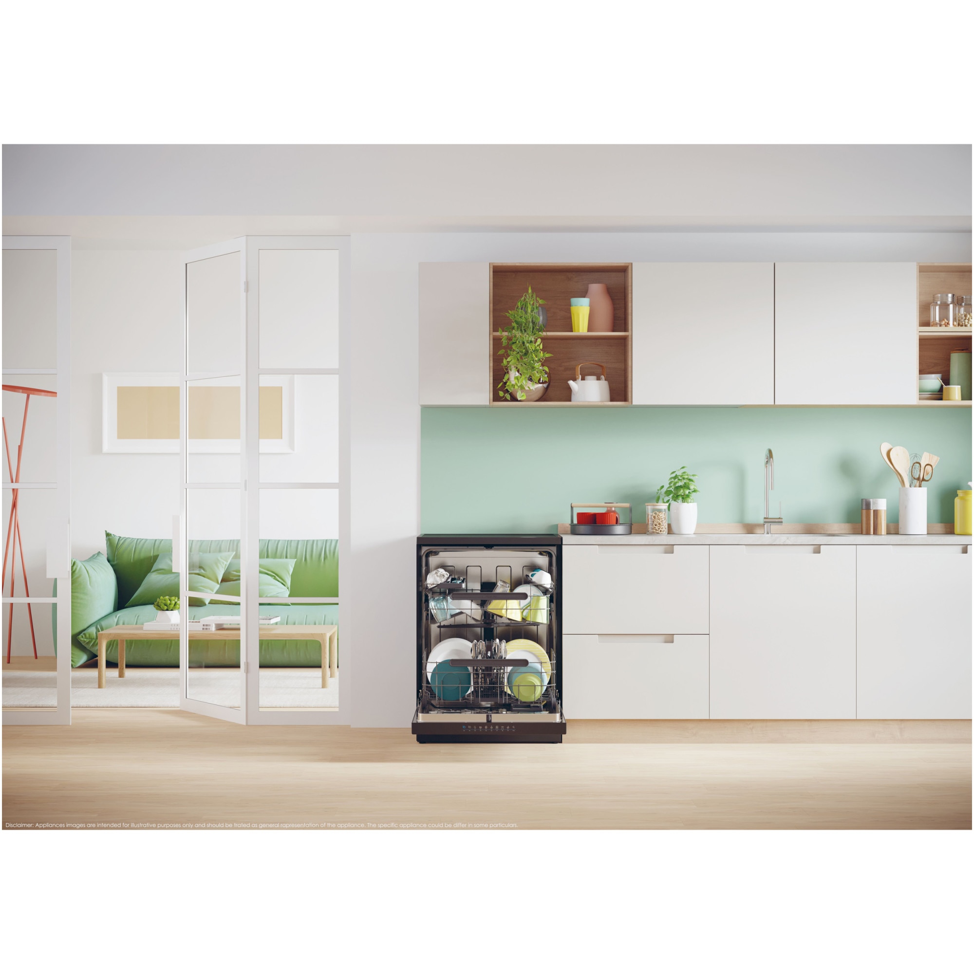 Masina de spalat vase Candy Rapido CF 5C6F0B, 15 seturi, 8 programe, Clasa C, Wi-Fi, Wash & Dry 35', Motor Speed-Drive Inverter, Automatic Open Door, 60 cm, Negru