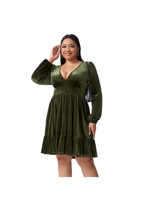 Rochie mini pentru femei, Poliester, Verde, Verde, 3XL