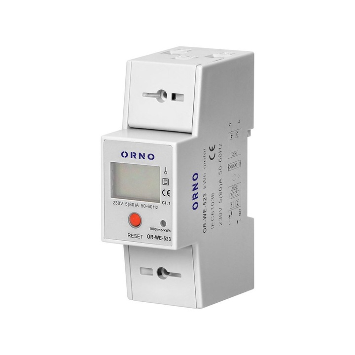 Contor de energie electrica monofazat, Orno, Plastic, Alb