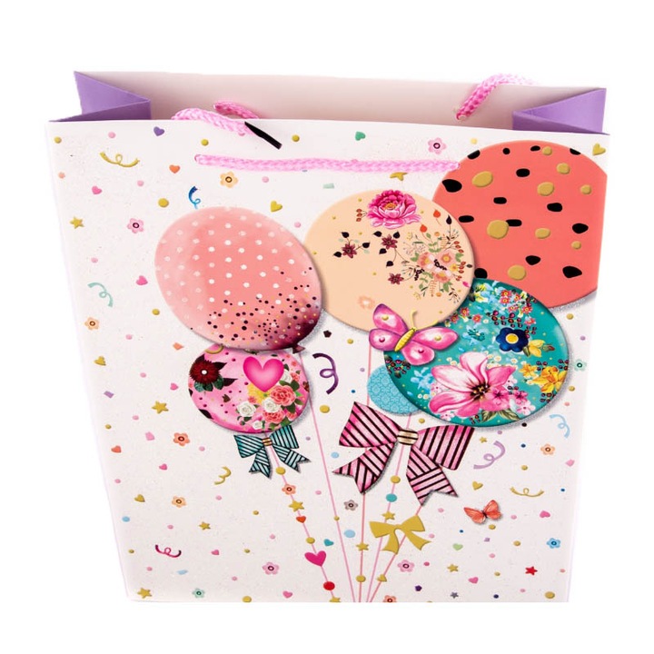 Vastag papír ajándéktáska zsinór fogantyúkkal 32 x 26 x 10 cm Midex 637007-10, Többszínű