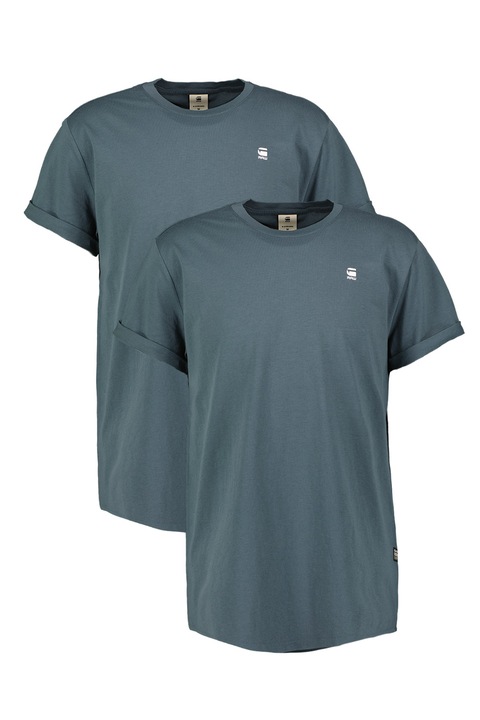 G-STAR, Set de tricouri de bumbac organic Lash - 2 piese, Gri carbune