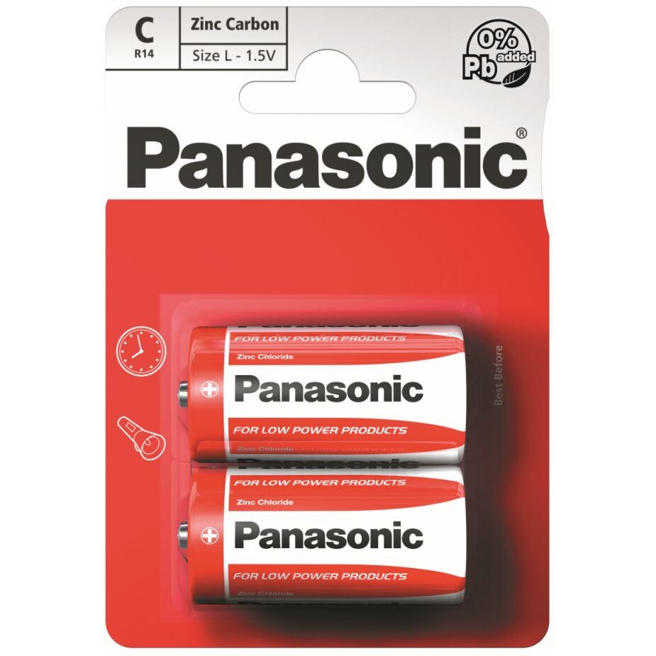 Baterii Panasonic Red Zinc R14RZ/2BP, blister 2 bucati