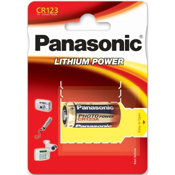 Baterie Panasonic CR-123/1BP, 3V, litiu Baterie Panasonic CR-123/1BP, 3V, litiu