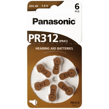 Baterii auditive Panasonic PR312 , 6 bucati Baterii auditive Panasonic PR312 , 6 bucati