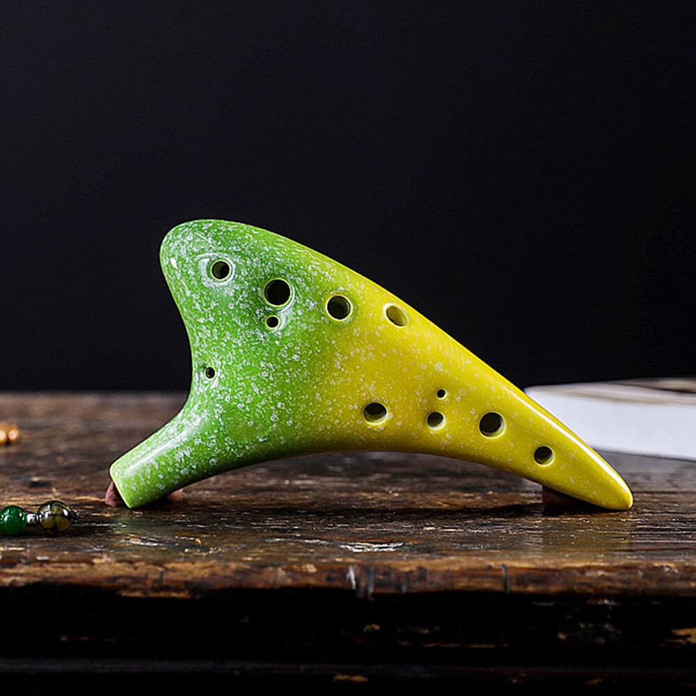 Ocarina ceramica 12 gauri, verde/Galben eMAG.ro