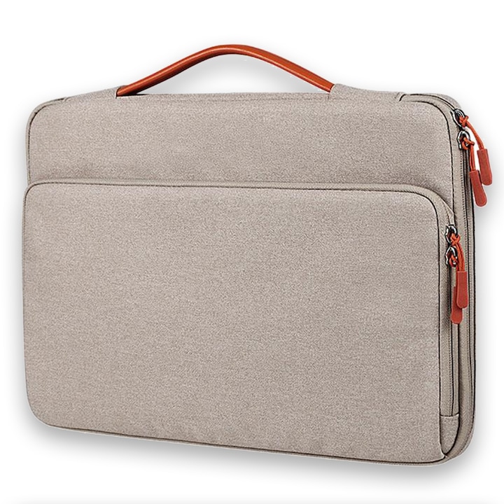 Hordozható laptop táska, 13", 14", 15", 16" hüvelykes, notebookhoz, ultrabookhoz, vízálló, Macbook Pro, Air kompatibilis, Bézs