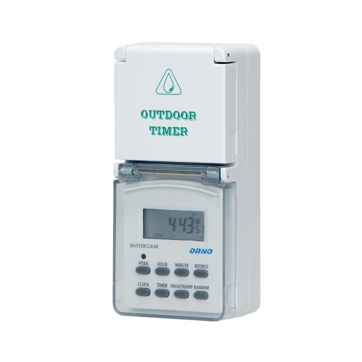 Външен таймер програматор, Orno, IP44, 3600W, 16A, Бял