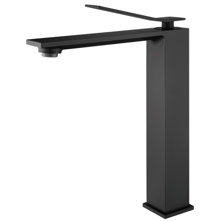 Смесител за мивка Matte Black, аератор, монтаж на плот, Delos
