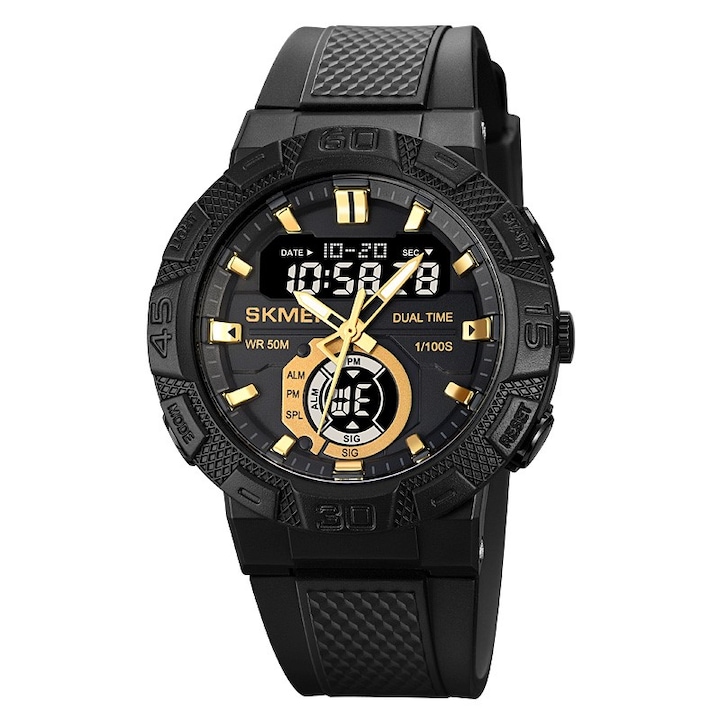 Мъжки часовник Skmei Sport Casual Fashion Digital Quartz Stopwatch, Черен/Златист