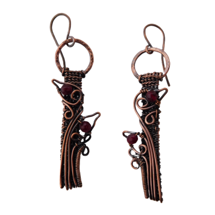 Cercei din cupru, Carpet cu jad Mashan, 6,5 cm