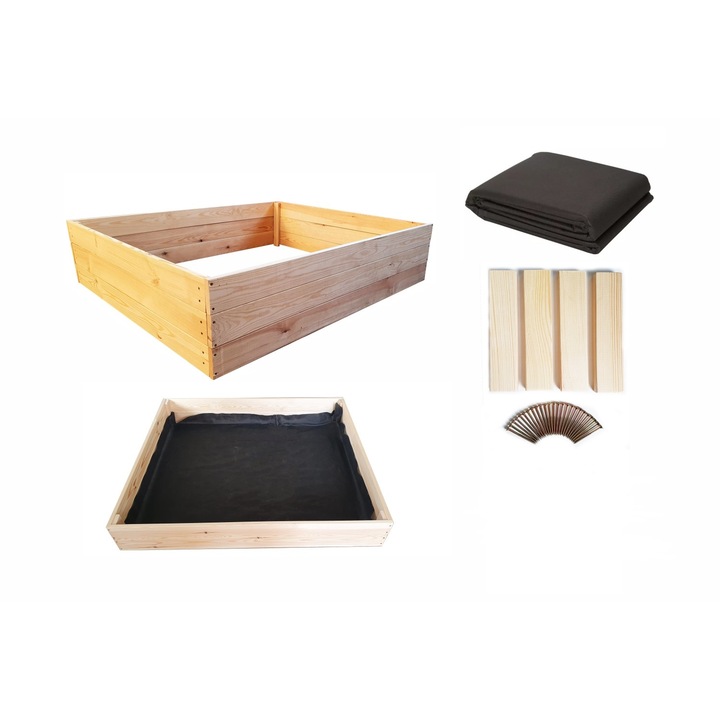 Jardiniera de gradina, Sunwood, Lemn, 120 x 80 x 27 cm