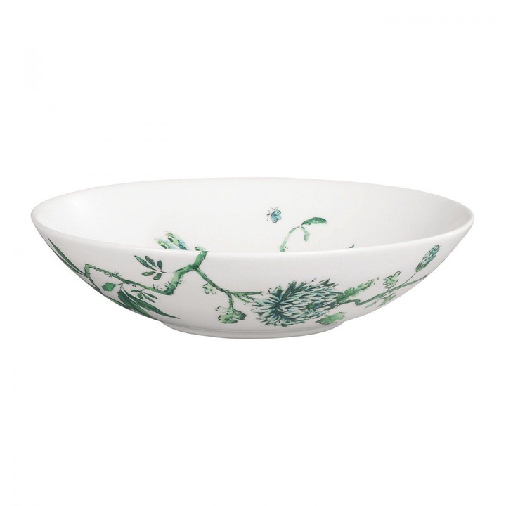 Bol supa, portelan Jasper Conran Chinoiserie White, 22 cm, Alb imprimeu floral