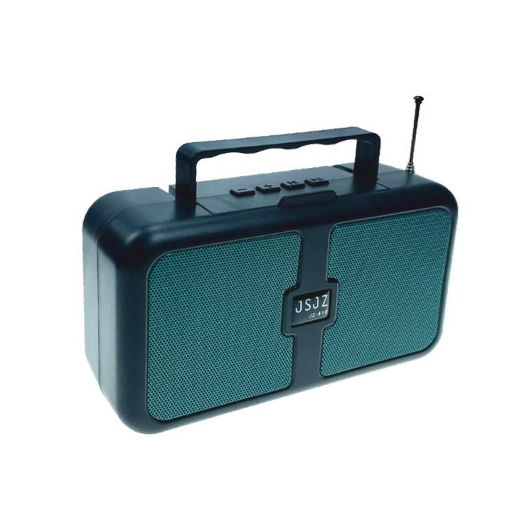 Boxa portabila radio cu lanterna, incarcare solar si electric, Bluetooth, USB, Cititor Card, JZ-410, JSJD, culoare verde