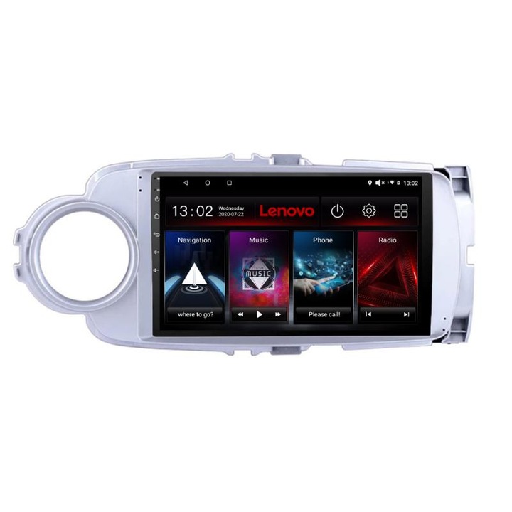 Dedikált navigációs Toyota Yaris 2010-2018 D-YARIS10 Lenovo Octa Core Android rádióval Bluetooth Internet GPS WIFI DSP 2+32 GB 4G KIT-YARIS10+EDT-E509-LITE