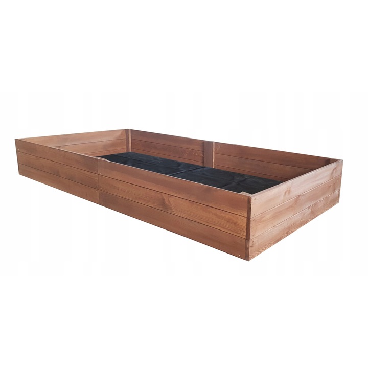 Jardiniera de gradina, Sunwood, Lemn, 200 x 100 x 27 cm, Maro